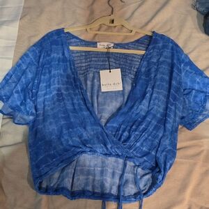 Bella Dahl Women's Ocean Blue Wrap Blouse